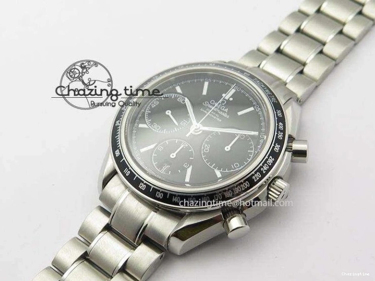 0228 Cozy Speedmaster Racing 40mm SS Black Dial On SS Bracelet A7750 ( Free Rubber Strap ) 8252